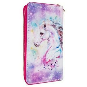 unicorn watercolor zip around wallet